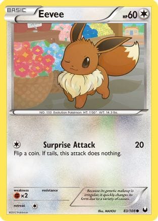 'Pokemon - 'Eevee (83) 083/108  - Reverse Holofoil Dark Explorers - Common
