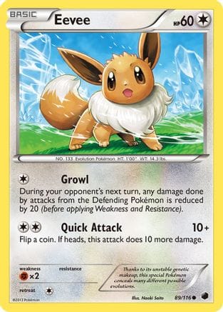'Pokemon - 'Eevee (89) 089/116  Plasma Freeze - Common