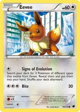 'Pokemon - 'Eevee (90) 090/116  - Reverse Holofoil Plasma Freeze - Common