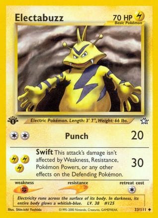 'Pokemon - 'Electabuzz 033/111  - Unlimited Neo Genesis - Uncommon