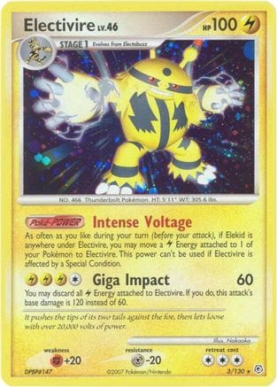 'Pokemon - 'Electivire 003/130  - Holofoil Diamond and Pearl - Holo Rare