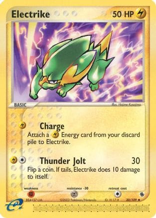 'Pokemon - 'Electrike 030/109  - Reverse Holofoil Ruby and Sapphire - Uncommon