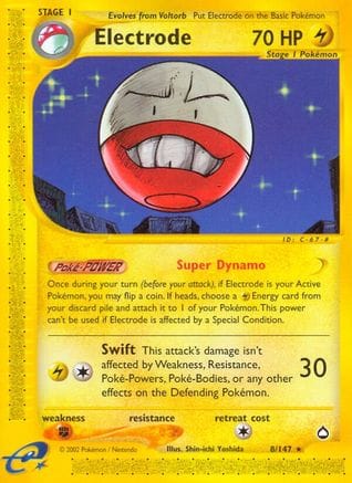 'Pokemon - 'Electrode 008  - Reverse Holofoil Aquapolis - Rare