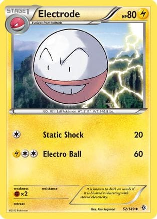 'Pokemon - 'Electrode 052  - Reverse Holofoil Boundaries Crossed - Uncommon