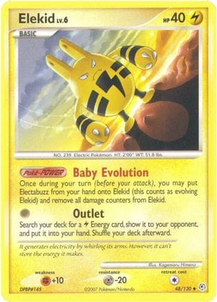 'Pokemon - 'Elekid 048/130  - Reverse Holofoil Diamond and Pearl - Uncommon