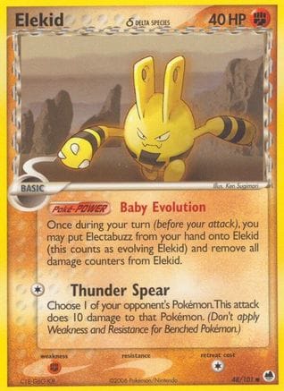 'Pokemon - 'Elekid (Delta Species) 048/101  - Reverse Holofoil Dragon Frontiers - Common