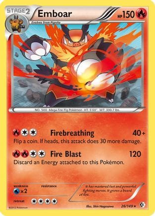 'Pokemon - 'Emboar 026  - Holofoil Boundaries Crossed - Holo Rare