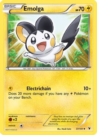 'Pokemon - 'Emolga 037  - Reverse Holofoil Noble Victories - Uncommon