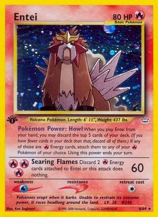 'Pokemon - 'Entei (6) 006/64  - Unlimited Holofoil Neo Revelation - Holo Rare
