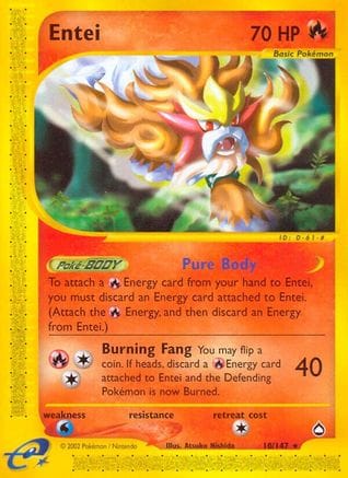 'Pokemon - 'Entei 010  - Reverse Holofoil Aquapolis - Rare