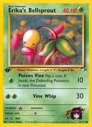 'Pokemon - 'Erika's Bellsprout (75) 075/132  - 1st Edition Gym Heroes - Common