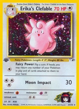 'Pokemon - 'Erika's Clefable 003/132  - Unlimited Holofoil Gym Heroes - Holo Rare