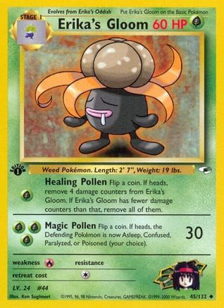 'Pokemon - 'Erika's Gloom (45) 045/132  - Unlimited Gym Heroes - Uncommon