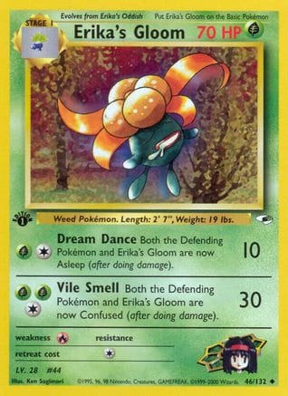 'Pokemon - 'Erika's Gloom (46) 046/132  - 1st Edition Gym Heroes - Uncommon