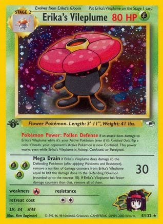 'Pokemon - 'Erika's Vileplume 005/132  - 1st Edition Holofoil Gym Heroes - Holo Rare
