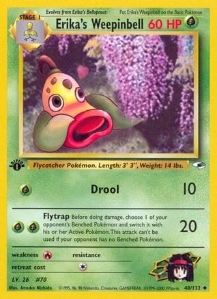 'Pokemon - 'Erika's Weepinbell (48) 048/132  - 1st Edition Gym Heroes - Uncommon