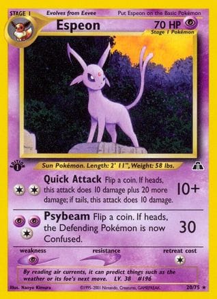 'Pokemon - 'Espeon (20) 020/75  - Unlimited Neo Discovery - Rare