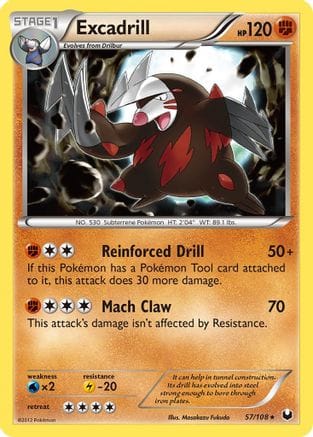 'Pokemon - 'Excadrill (57) 057  - Reverse Holofoil Dark Explorers - Rare