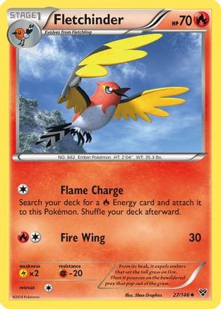 'Pokemon - 'Fletchinder 027  - Reverse Holofoil XY Base Set - Uncommon