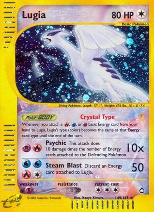 'Pokemon - 'Lugia 149  - Reverse Holofoil Aquapolis - Secret Rare