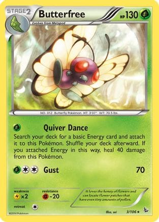 'Pokemon - 'Butterfree 003/106  - Reverse Holofoil XY  Flashfire - Rare