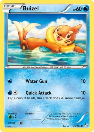 'Pokemon - 'Buizel 028  - Reverse Holofoil XY  Flashfire - Common