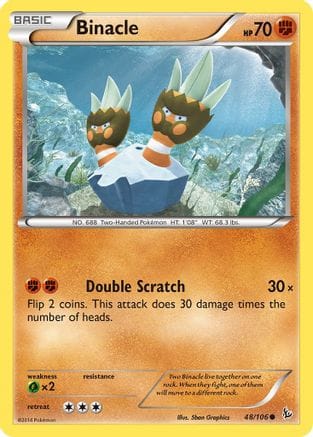 'Pokemon - 'Binacle 048  - Reverse Holofoil XY  Flashfire - Common