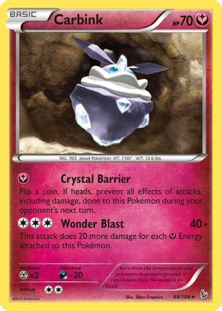 'Pokemon - 'Carbink 068/106  - Holofoil XY  Flashfire - Holo Rare