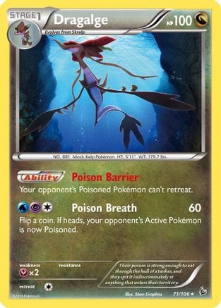'Pokemon - 'Dragalge 071/106  - Reverse Holofoil XY  Flashfire - Rare