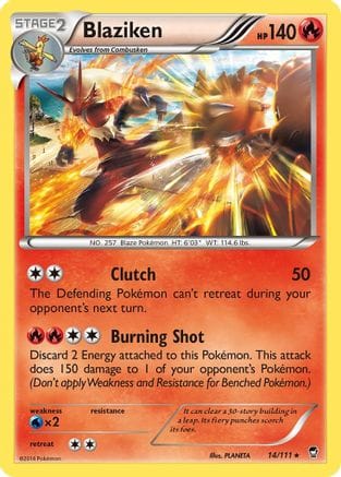 'Pokemon - 'Blaziken 014/111  - Holofoil XY  Furious Fists - Holo Rare