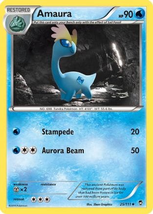 'Pokemon - 'Amaura 025/111  - Reverse Holofoil XY  Furious Fists - Uncommon