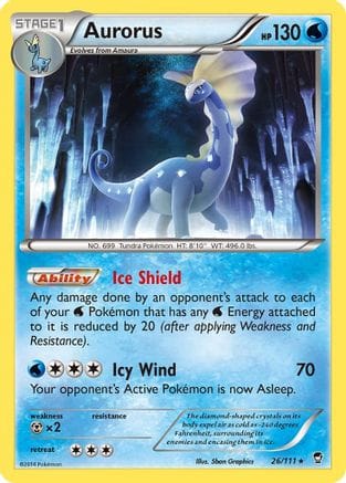 'Pokemon - 'Aurorus 026/111  - Reverse Holofoil XY  Furious Fists - Rare