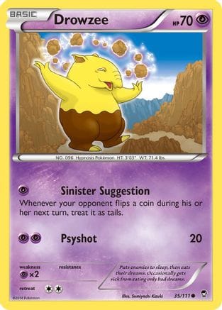'Pokemon - 'Drowzee 035  - Reverse Holofoil XY  Furious Fists - Common