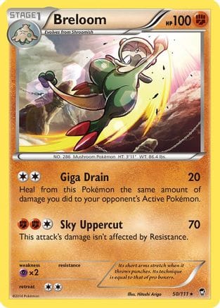 'Pokemon - 'Breloom 050/111  - Reverse Holofoil XY  Furious Fists - Rare