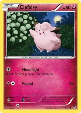 'Pokemon - 'Clefairy (69) 069/111  - Reverse Holofoil XY  Furious Fists - Common