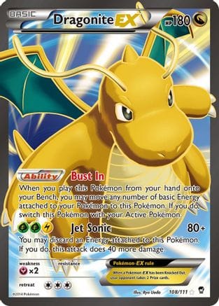 'Pokemon - 'Dragonite EX (108 Full Art) 108/111  - Holofoil XY  Furious Fists - Ultra Rare