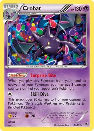 'Pokemon - 'Crobat 033/119  - Reverse Holofoil XY  Phantom Forces - Rare