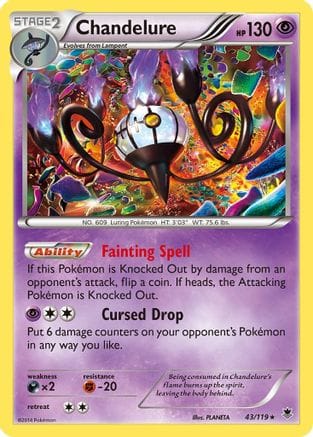 'Pokemon - 'Chandelure 043/119  - Holofoil XY  Phantom Forces - Holo Rare