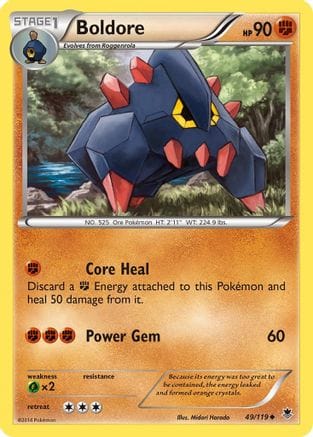 'Pokemon - 'Boldore 049  - Reverse Holofoil XY  Phantom Forces - Uncommon