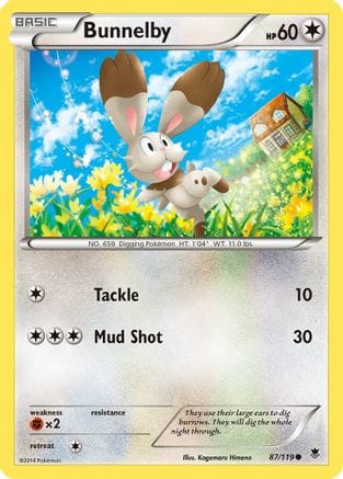 'Pokemon - 'Bunnelby 087/119  - Reverse Holofoil XY  Phantom Forces - Common