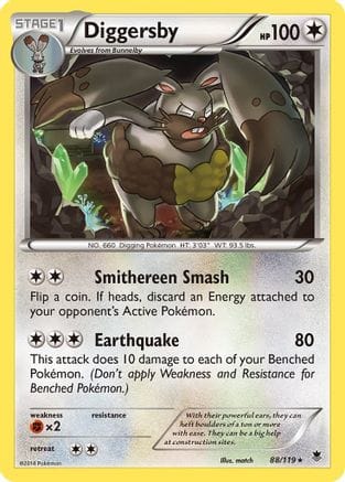 'Pokemon - 'Diggersby 088  - Reverse Holofoil XY  Phantom Forces - Rare