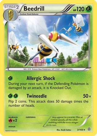 'Pokemon - 'Beedrill 003/160  - Reverse Holofoil XY  Primal Clash - Rare