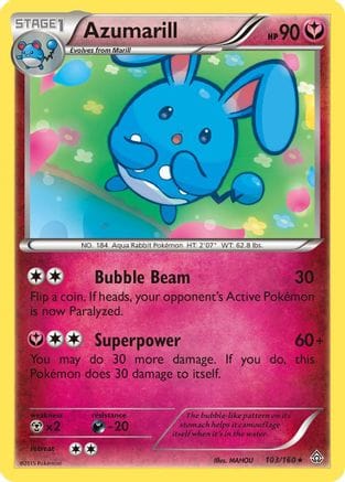 'Pokemon - 'Azumarill 103/160  - Reverse Holofoil XY  Primal Clash - Rare