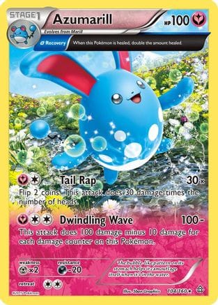 'Pokemon - 'Azumarill (Alpha) 104/160  - Reverse Holofoil XY  Primal Clash - Holo Rare