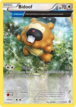 'Pokemon - 'Bidoof (Alpha) 117/160  - Reverse Holofoil XY  Primal Clash - Uncommon