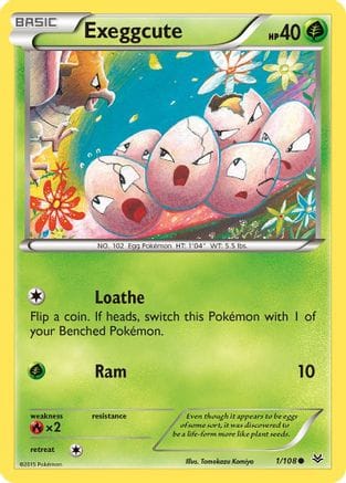 'Pokemon - 'Exeggcute 001/108  - Reverse Holofoil XY  Roaring Skies - Common