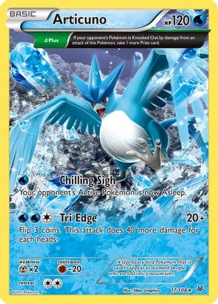 'Pokemon - 'Articuno (17 Delta) 017/108  - Reverse Holofoil XY  Roaring Skies - Rare