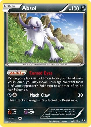 'Pokemon - 'Absol 040/108  - Reverse Holofoil XY  Roaring Skies - Holo Rare