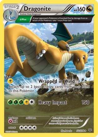 'Pokemon - 'Dragonite (52 Delta) 052/108  - Reverse Holofoil XY  Roaring Skies - Holo Rare