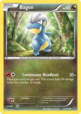 'Pokemon - 'Bagon (54) 054/108  - Reverse Holofoil XY  Roaring Skies - Common